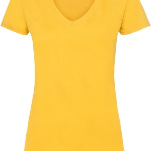 (ps) (16.1398) f.o.l. lady fit valueweight v neck t [sunflower] [front] (1)